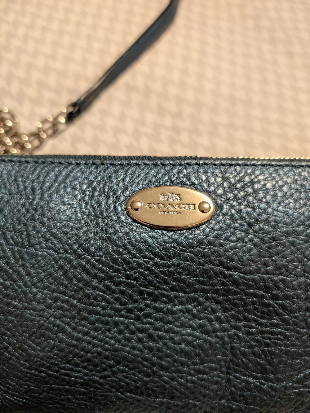 ✨ Coach Quinn Metallic Blue Pebbled Leather Crossbody Bag ✨